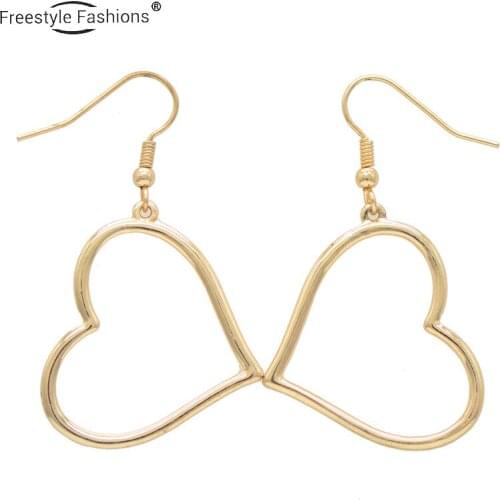 Fashion trendy heart Zinc alloy drop earrings for women