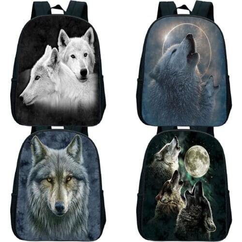New! Mochila Howling Wolf Backpack Kids Cute Kindergarten Backpack Children School Bags Daily Bookbag Boys Girls Rucksack Gifts