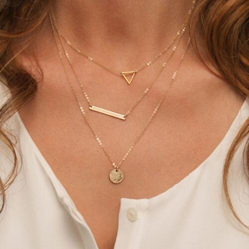 The new fashion accessory multi-layer tassel leisure lady charming gift triangle shape necklace