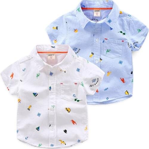 Boys Short-sleeved T-shirt Baby Summer Shirts 3-7t Childrens Cartoon Tops Casual Shirt Teenage Cotton Clothes