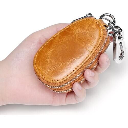 Genuine leather key holders Business Men wallet keys Double Zipper Big Capacity housekeeper for keys Hot Car Keychains for men