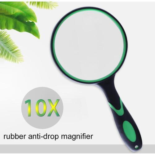 Portable 10X Magnifying Glass 60/70/80/90mm Handheld Magnifier Antique Mahogany Handle Magnifier For Reading Book Loupe Glass