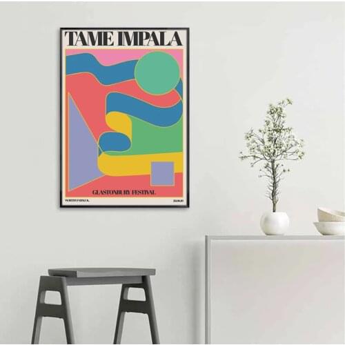 Tame Impala At Glastonbury Gig Poster Vintage Colorful Posters Prints Canvas Painting Wall Pictures for Living Room Home Decor