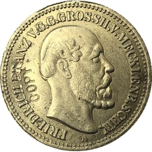 24 - k gold plated German 1878 10 Mark coin copy 19.5mm