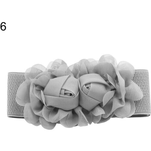 Belts Womens Fashion Double Rose Flowers Elastic Stretch Waist Belt Wide Stretch Waistband