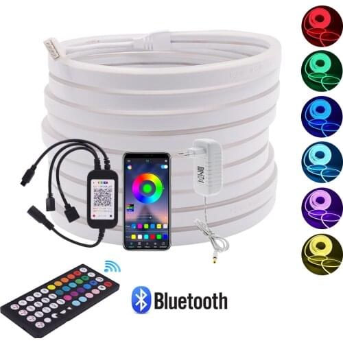 RGB LED Strip Neon Light 5050 72Leds/m Flexible LED Light Neon Ribbon Tape DC12V Waterproof Rope with Bluetooth Music Controller