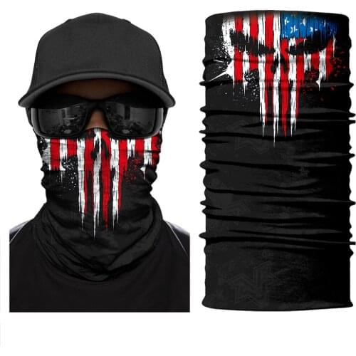 3D Punisher Tube Scarf Buff Half Mask Bandana Ciclismo Sport Headband Balaclava Neck Gaiter Ski Mask Face Shield Scaldacollo Men