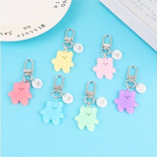 Cute Korean Candy Color Bear Keychains for Women Car Keys Bag Backpack Cloth Pendant for Airpods Case Couples' Adorable Keyring