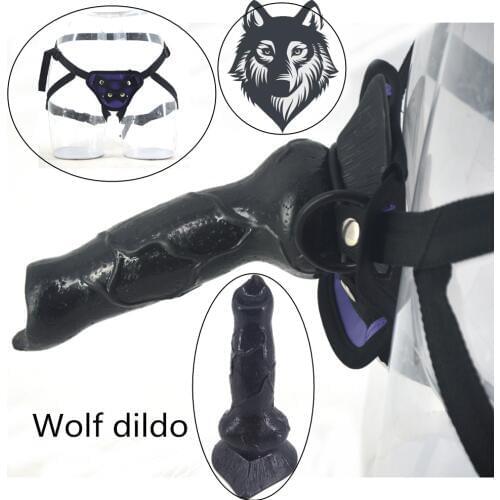 FAAK Strapon dildo animal wolf dildo removable sex toys for women strap on penis harness dick dog penis vagina stimulate toy