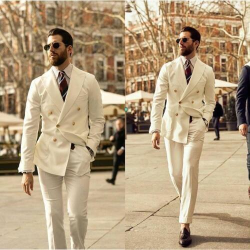 Wedding Tuxedos Handsome 2 Pieces Suit Groom Suit One Button Wedding Mens Suits Slim Fit Groom Tuxedos For Best Man (Jacket+Pant