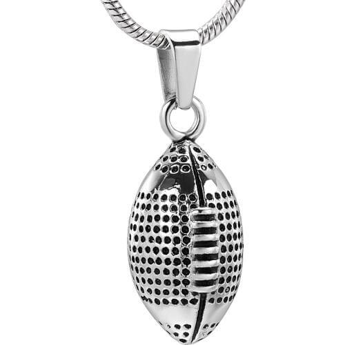 Urn JewelryStainles Steel Rugby Cremation Jewelry Men/Boys Pendant Keepsake Memorial Urn Necklace Hold Ashes Of Loved one