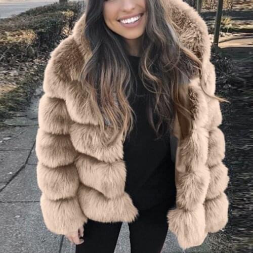 Women Faux Mink Winter Hooded New Faux Jacket Warm Thick Outerwear Jacket Thick Warm Outerwear Fake Fur Woman Jacket