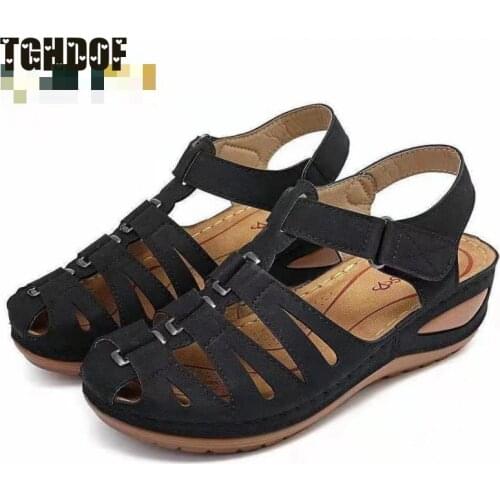 Women Sandals Plus Size 43 Wedges Shoes Woman Heels Sandals Chaussures Femme Soft Bottom Platform Sandals Gladiator Casual Shoes