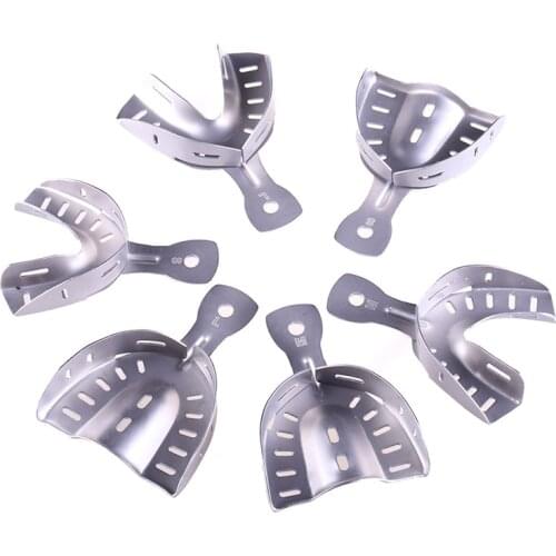 1 Set Dental Lab Equipment Upper Lower Stainless Steel Impression Trays Autoclavable Teeth Tray Teeth Holder Dentist Tools L M S