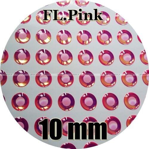 10mm 3D Fluorescent Neon Pink (White Pupil) / Wholesale 280 Soft Molded 3D Holographic Fish Eyes, Craft