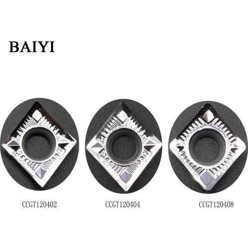 10PCS CCGT120402 CCGT120404 CCGT120408 -AK H01 cutting CNC Lathe Carbide aluminum insert Turning tools cutter Blade for aluminum