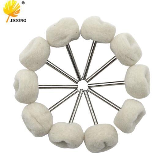 10PCS Fine Shank Wool Polishing Head Grinding Jewelry Metals Wheels Buffing Felt QSTEXPRESS Rotary Tool Accessories