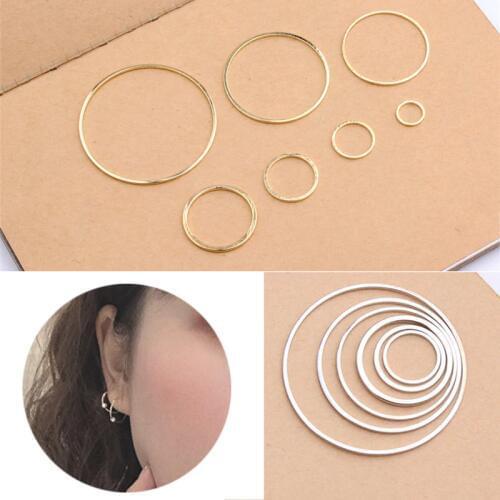10PCS Gold/sliver rings for DIY Earrings Making Round Circle Earring Pendant Jewelry Accessories Findings8/12/15/20/25/30/38m