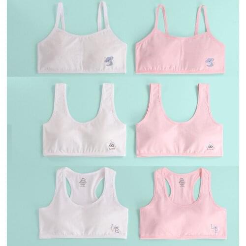 2 Pcs Pure Cotton Children Girls Underwear Tanks Camisoles Kids Girl Cartoon Printed Vest Bra Tank Tops Crop Tops