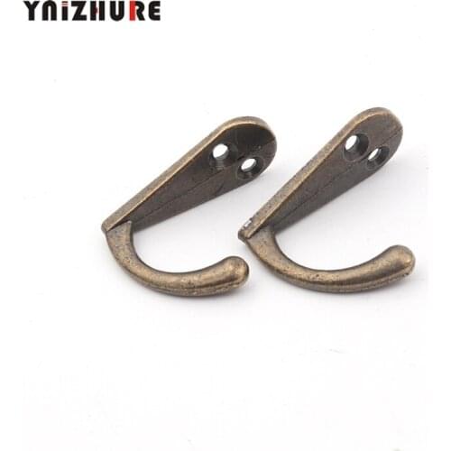 35*29mm,20Pcs Bronze Tone Wall Hooks,Clothes Hat Bathroom Apartments Hook With 2 Holes,Zinc Alloy
