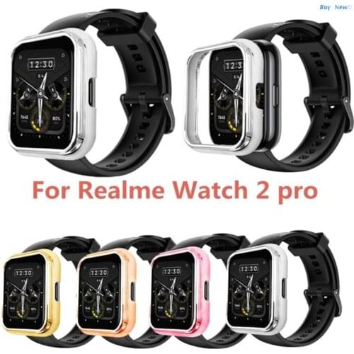 20CE Electroplating PC Shell Screen Protector Slim Protective Frame Case Cover compatible with ~Realme watch 2pro Smart Watch