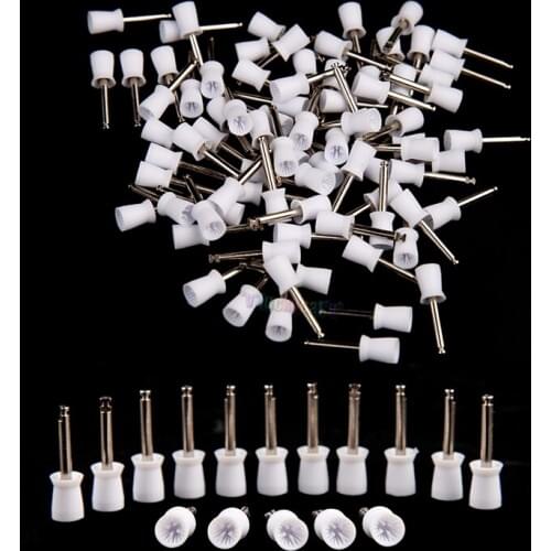 50pcs Dental Polishing Polish Prophy Cup Brush 6 Webbed White Color Latch Type