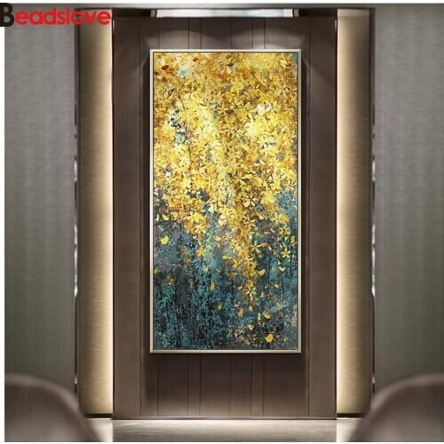 5d diy diamond painting Golden Leaf abstract diamond painting cross stitch mosaic embroidery diamond round square stones large