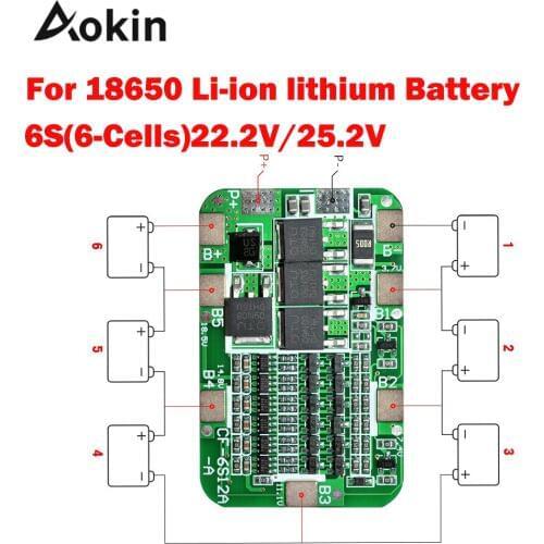 6s 15a 24v Pcb Bms Protection Board For 6 Pack 18650 Li-ion Lithium Battery Cell Module Diy Kit