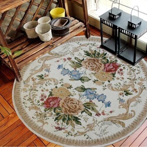 America Pastoral 160cm Round Area Rug For Living Room Home Decor Kids Bedroom Table Chair Mat Turkey Retro Jacquard Woven Rug