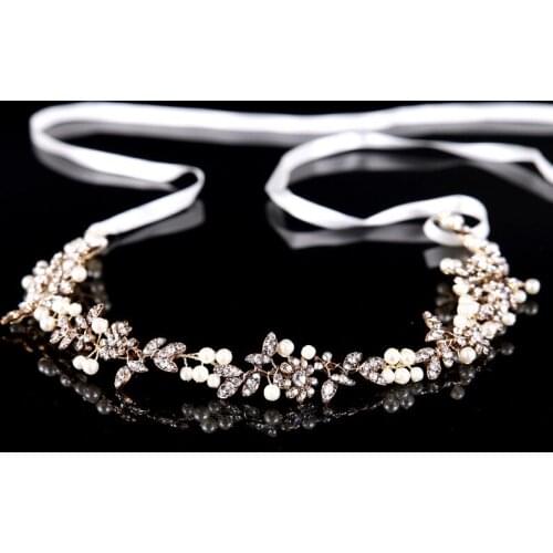 Baroque Pearl Crystal Bridal Headpiece Headbands Crown Hair Accessories Wedding Tiara Ornament Head Jewelry
