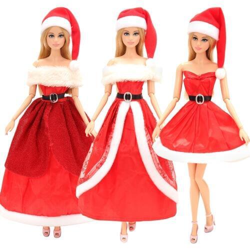 Fashion Handmade 3 Items/set Kids Toys Christmas Dress Gifts Dolls Accessories Clothes For Barbie Dressing Game DIY Present Girl