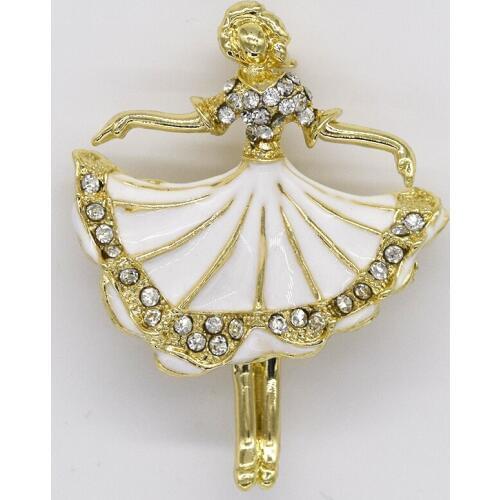 12pcs/lot Wholesale Fashion Brooch Rhinestone Enamel Ballerina girl Pin brooches Party Jewelry Gift C102533