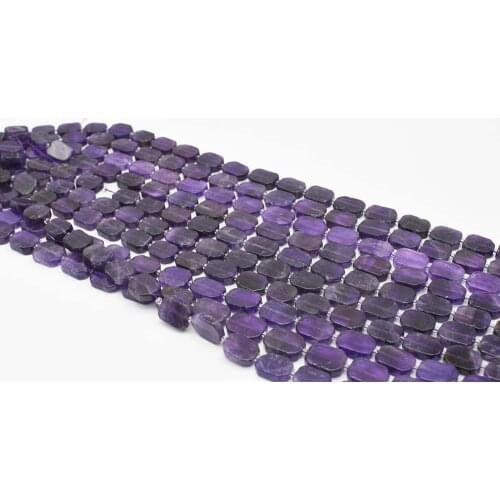 12x16mmAA Natural Smooth Amethyst irregular rectangle shape Stone Beads For DIY necklace bracelet jewelry make 15 "free delivery