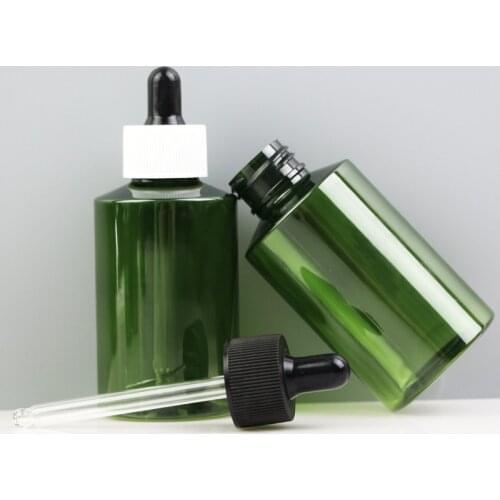 50ml Black and White Dropper Essential Oil Bottle Plastic PET Dropper Bottle Green Oblique Shoulder Bottle Cosmetic Container