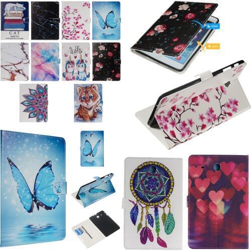 Flip Stand PU Leather Skin Shell Case Card Skin Funda Capa Cover For Samsung Galaxy Tab E 9.6 SM-T560 T560 T561 T565 T567V Coque