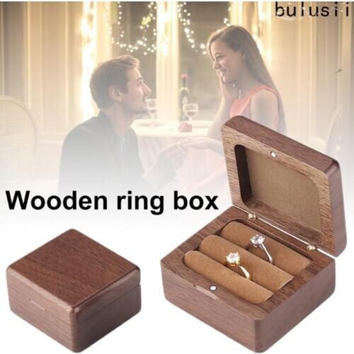 1PC Wooden Ring Box Ring Box for Wedding Engagement Ring Storage Case Trays Wooden Double Ring Box Decorative Jewelry Box Gift