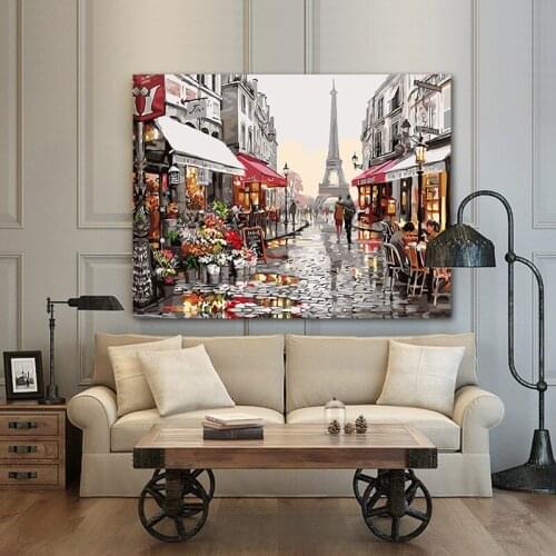 DIY painting by numbers Paris Flower Street creative adult hand-painted decorative painting