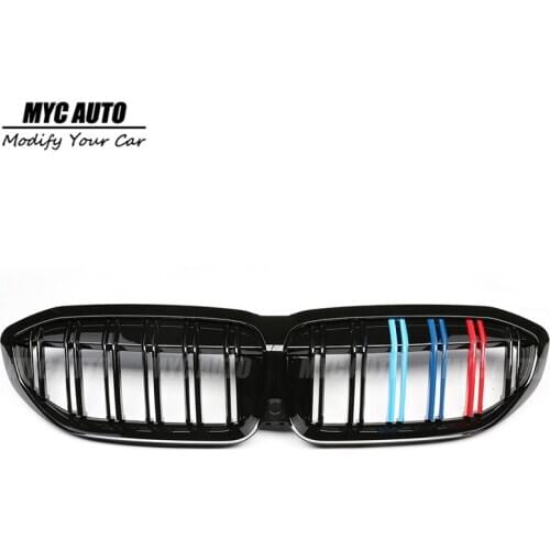 Dual Slats ABS Front Grille For BMW 3 Series G20 2018 2019 2020 Glossy Black&Three Color G20 Front Grille