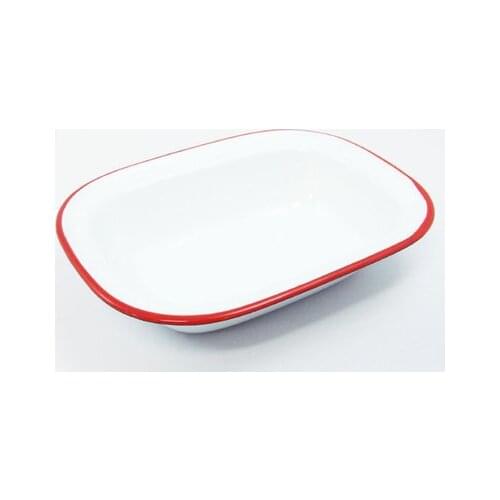 Baking enamel tray, enamel baking tray, enamel pie basin, enamel rectangular pie dish, 2 pieces / 1 package