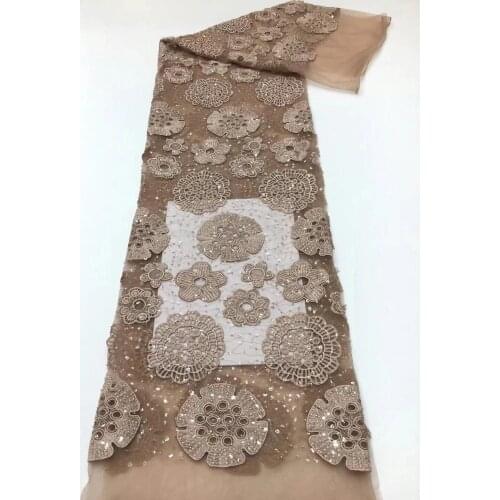 French Net Lace Fabric SYJ-2188814 Latest African Fabric Withs stone Embroidery Mesh Tulle Lace Fabric High quality Nigerian