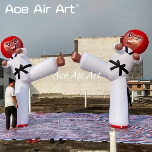 Hot sale led inflatable kickboxing,taekwondo boy model,karate athletes replica for advertising and academy training