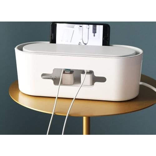 Power Strip Cord Storage Box Cable Collect Cases Wire Socket Safety Tidy Organizer Mobile Phone Holder Desktop Household Supply