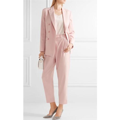 Pink Women Pantsuits Ladies Business Office Tuxedos Formal Work Wear 2 Pieces Jacket+Pants Women Suits Custom Made