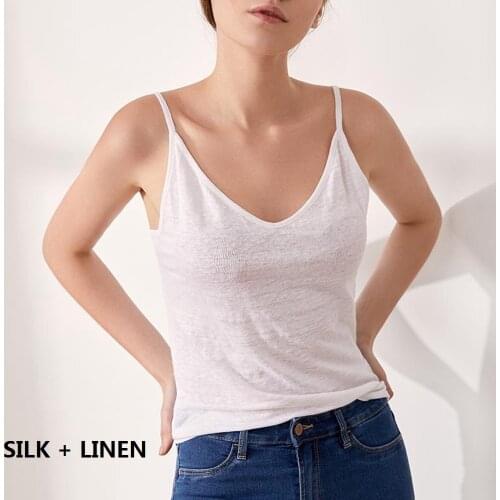 Silk linen sexy womens tops shirts summer clothes for women clothing 2021 tshirt white top vintage clothes vest fashion tanks za