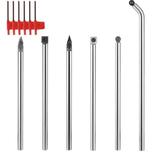 Meterk Multifunctional Wood Turning Tools Solid Carbide Insert Cutter Round Shank Woodworking Alloy Handle Turning Tools Holder