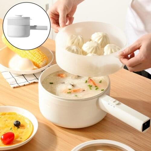 Multi-functional Mini Dormitory Electric Skillet 1.5L with Steam Grid