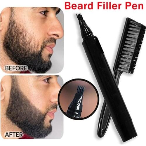 Beard Filling Pen Kit Moustache Filling Pencil Comes With Durable Brush Waterproof Men Facial Hair Engraving Styling Tools