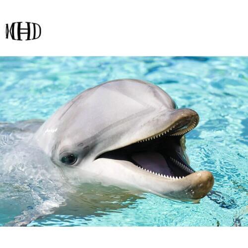 New Animals DIY Diamond Embroidery Dolphin Crystal Decoration Picture 3D Diamond Painting Full Round Diamond Cross Stitch Sewing
