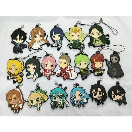 Sword Art Online Yuki Asuna Kirigaya Suguha Ayano Keiko Original Japanese rubber mobile phone charm keychain strap D150