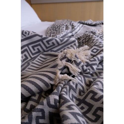 Turkish %100 Cotton Blanket, Double Side Luxury Blanket Greek Model